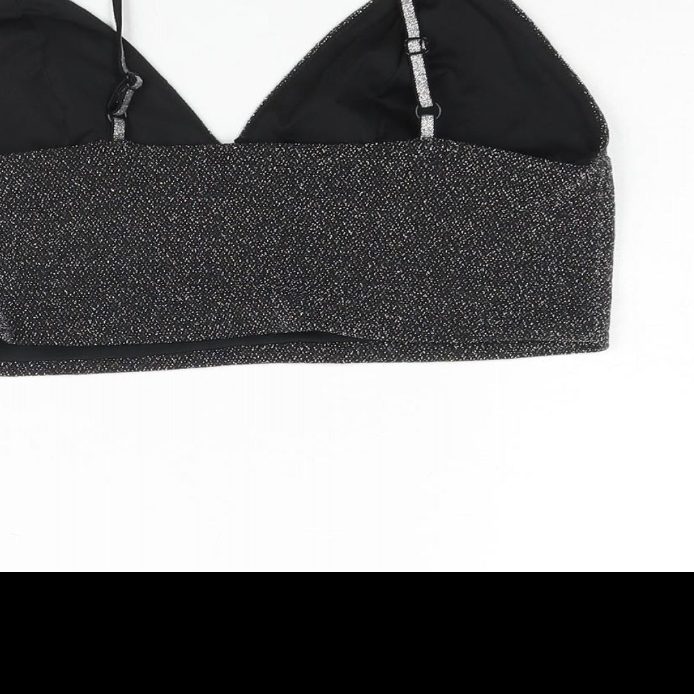 Womens UK Size M Zara Black Cropped Blouse