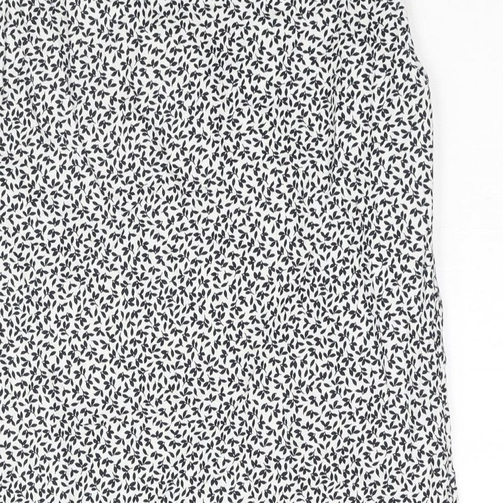 Marks and Spencer Womens White Geometric Linen Shift Size 6 V-Neck Pullover