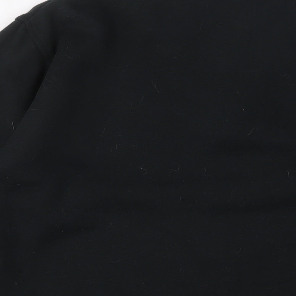 Time Fashion Womens Black Cotton Pullover Sweatshirt Size M Zip