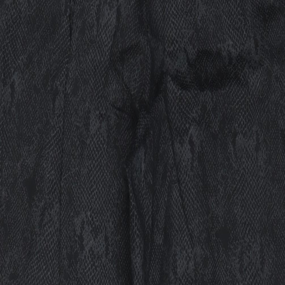 Anya Womens Grey Animal Print Cotton Trousers Size 20 L31 in Regular Hook & Eye