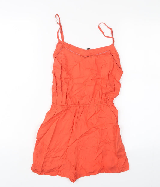 Womens UK Size 8 H&M One-Piece Orange Playsuit