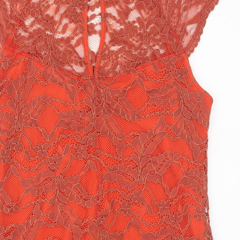 Womens UK Size 10 Dorothy Perkins Orange Basic T-Shirt