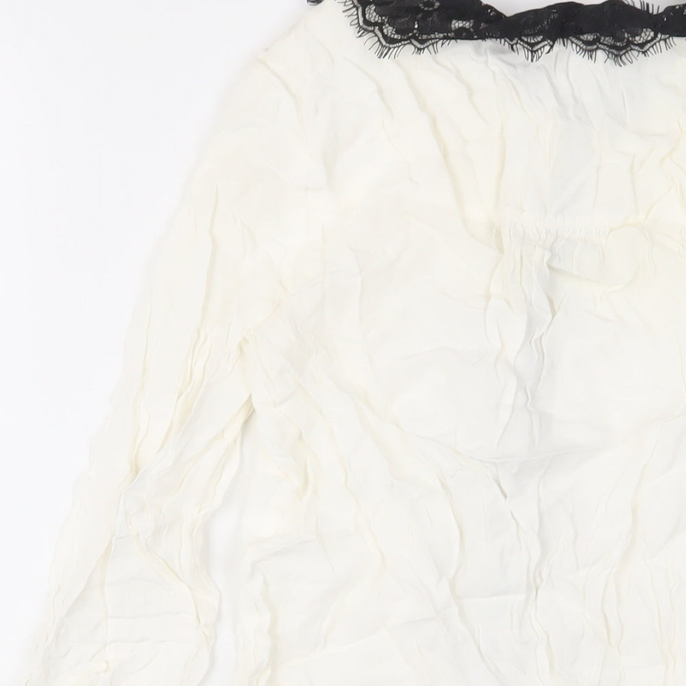 Womens UK Size 8 Phase Eight Ivory Basic Button-Up