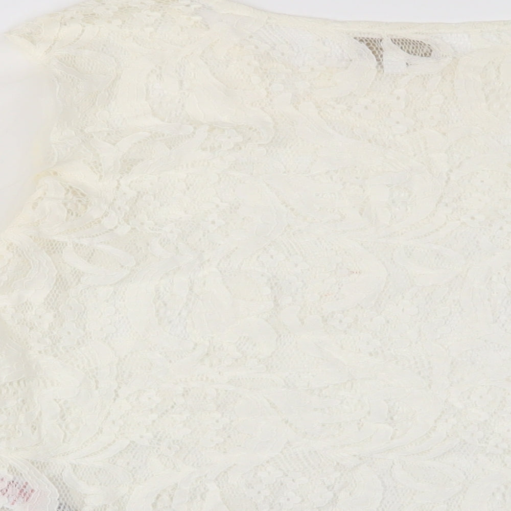 Womens UK Size 10 Apricot Ivory Basic Blouse