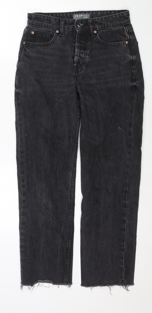 Additional front view of Denim & Co. women’s black cotton straight jeans, size UK 8, 26-inch leg regular zip