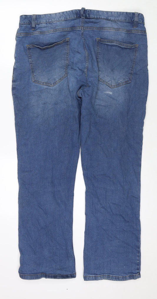 Jacamo Mens Blue Cotton Straight Jeans Size 40 in L31 in Regular Zip
