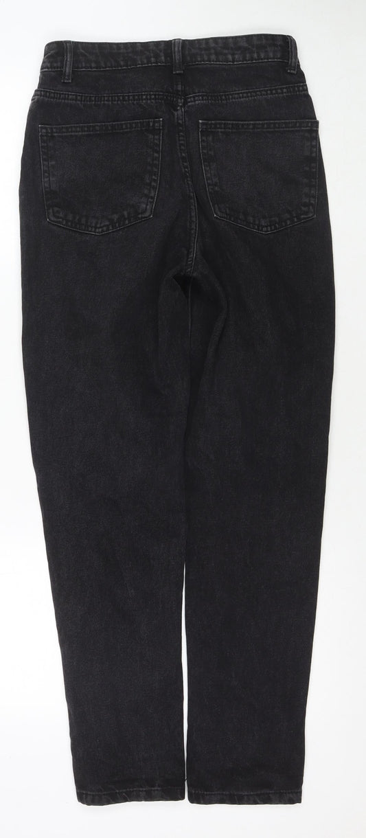 Denim & Co. Womens Black Cotton Straight Jeans Size 4 L28 in Regular Zip