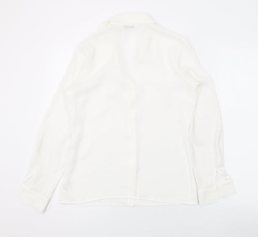 Womens UK Size 8 Marks and Spencer White Basic Button-Up