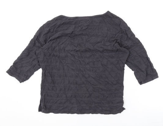 Jack Wills Womens Grey Cotton Basic Blouse Size 8 Boat Neck