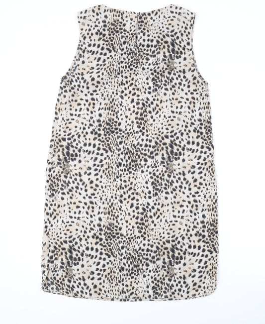 Topshop Womens Beige Striped Polyester Tank Dress Size 10 Round Neck Pullover