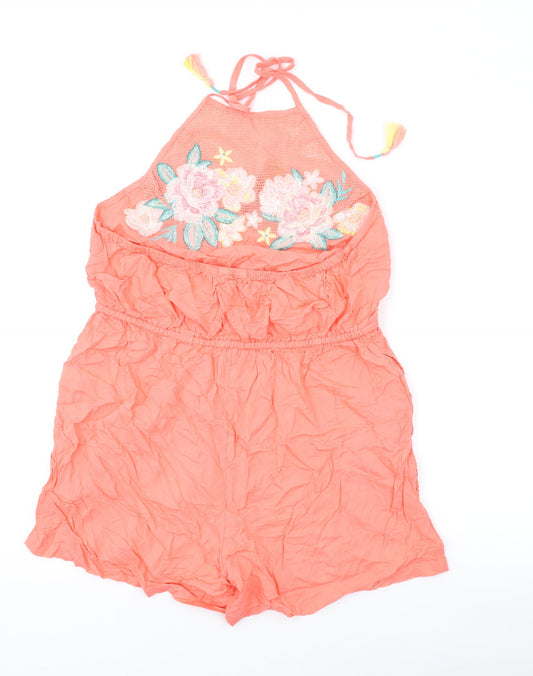 Accessorize Womens Pink Viscose Playsuit One-Piece Size M L3 in Tie