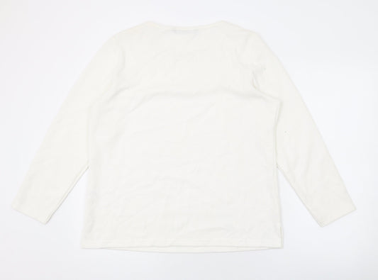 Bonmarché Womens Ivory Polyester Basic Blouse Size M Scoop Neck