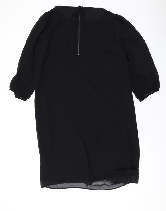Marks and Spencer Womens Black Polyester A-Line Size 12 Round Neck Zip