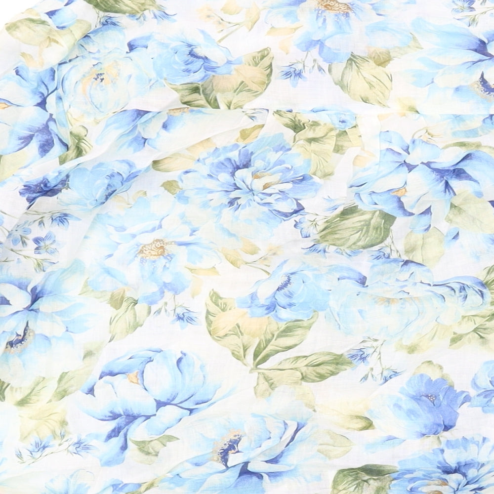 Womens UK Size 12 Forever New Blue Cropped Button-Up