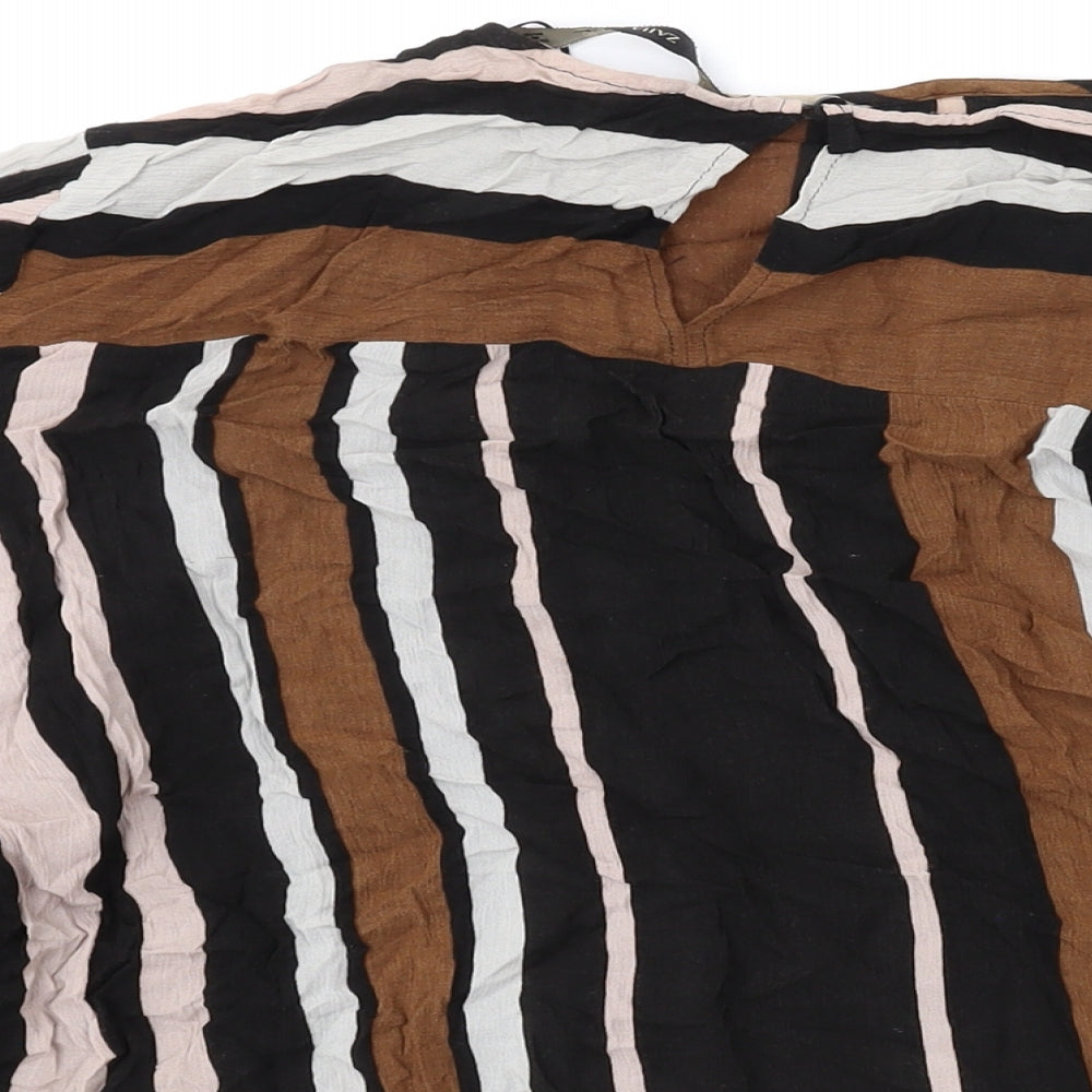 Womens UK Size L Zara Brown Basic Blouse