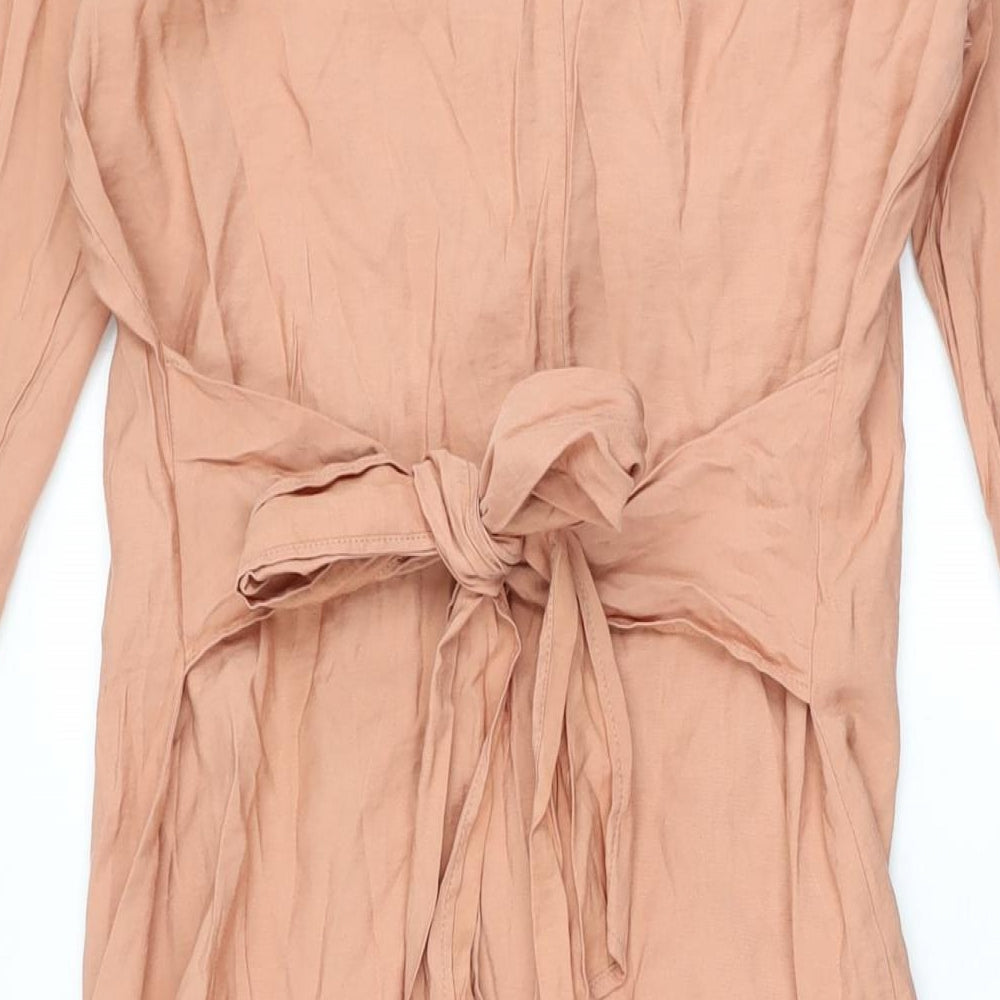 Mango Womens Pink Viscose A-Line Size M Round Neck Button