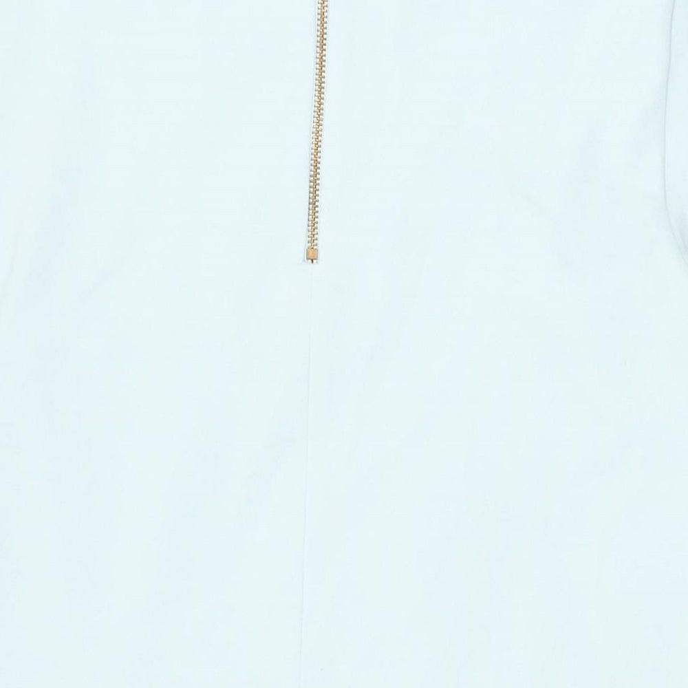 Dorothy Perkins Womens Blue Polyester Shift Size 16 Round Neck Zip