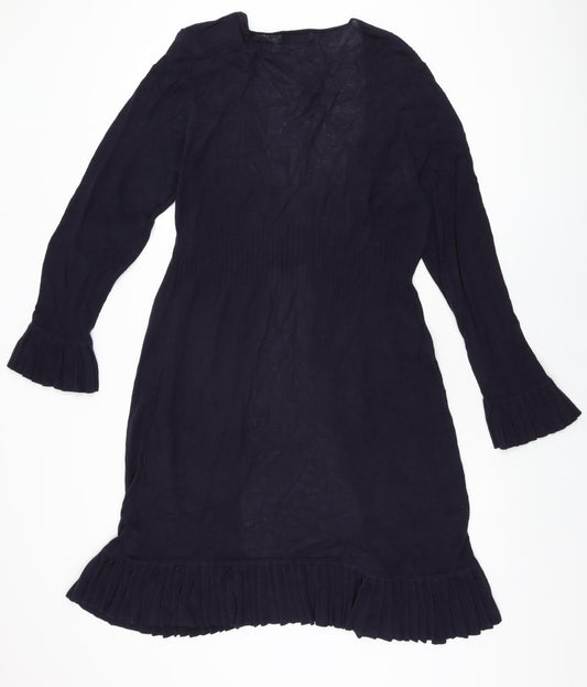 Per Una Womens Blue Polyester Wrap Dress Size 18 V-Neck Tie