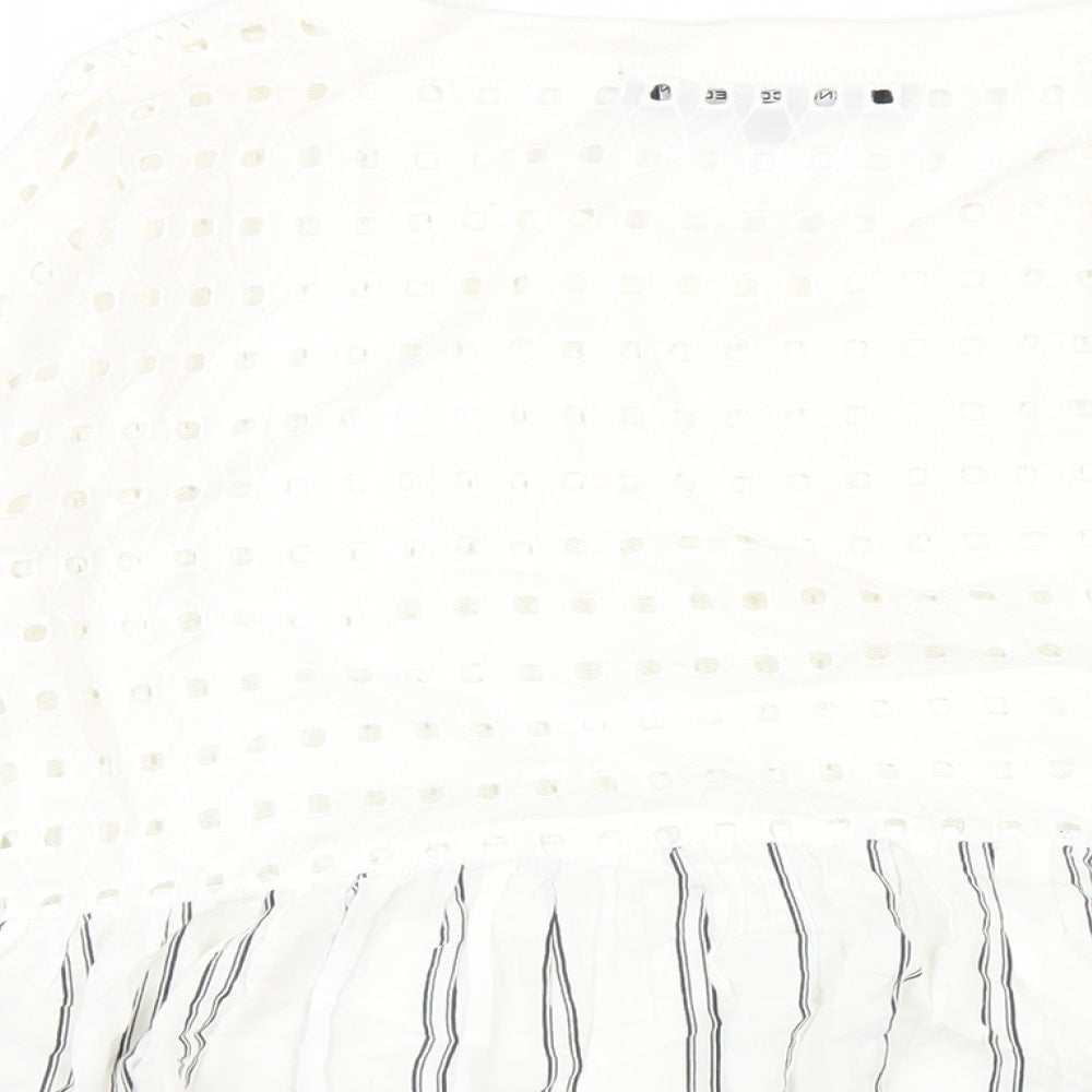 French Connection Womens Ivory Cotton Basic T-Shirt Size XS Round Neck