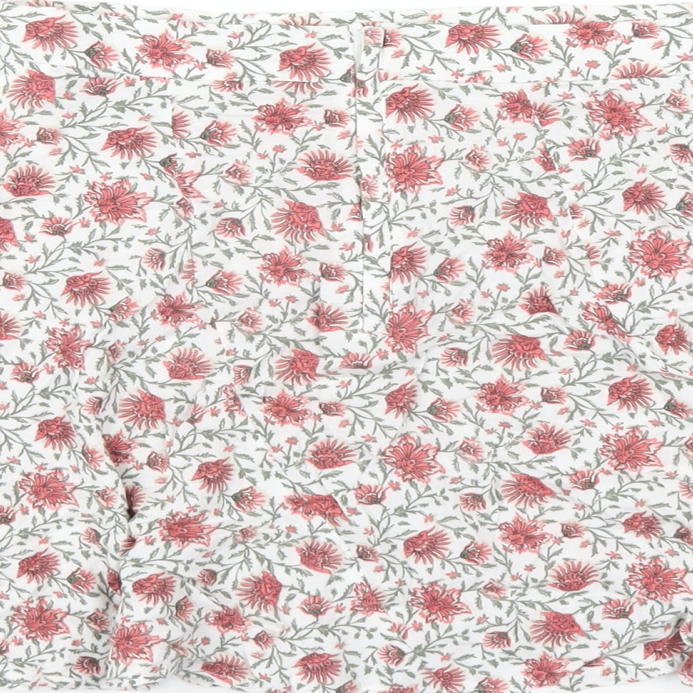 H&M Womens Ivory Floral Viscose A-Line Skirt Size 10 Zip