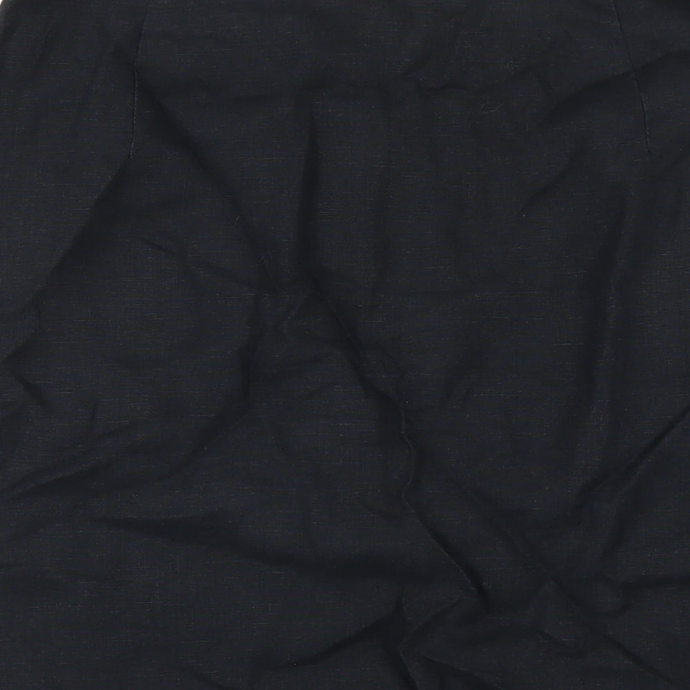 Olsen Womens Black Linen A-Line Skirt Size 14 Zip