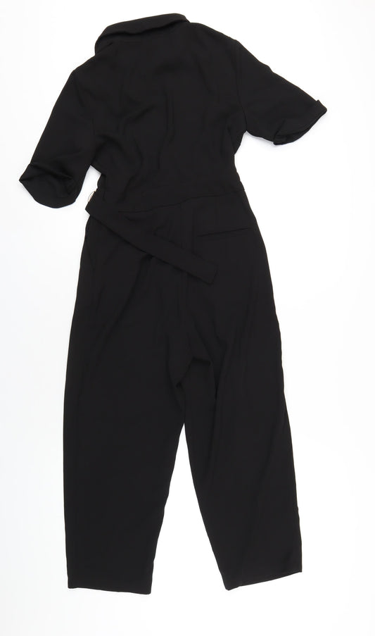 Topshop Womens Black Polyester Jumpsuit One-Piece Size 4 L21 in Zip
