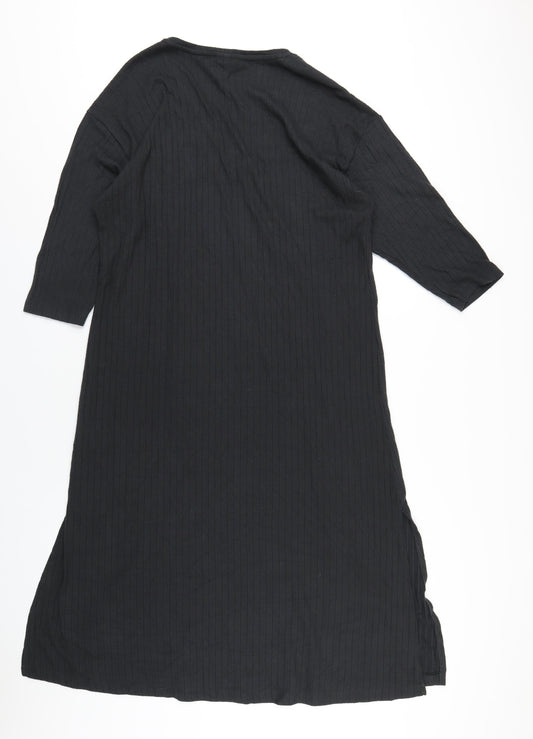 H&M Womens Black Polyester A-Line Size M V-Neck Pullover