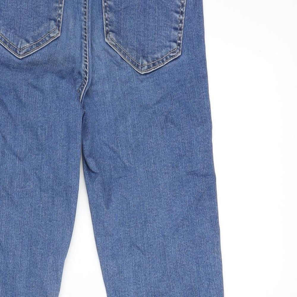 Topshop Womens Blue Cotton Straight Jeans Size 25 in L29 in Regular Zip