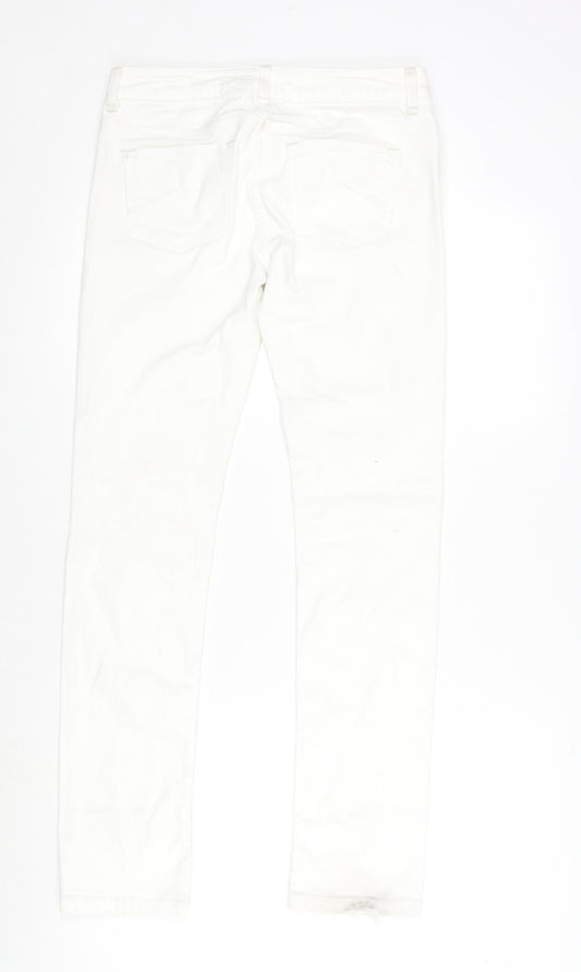 Topshop Womens Ivory Cotton Straight Jeans Size 28 in L32 in Regular Zip