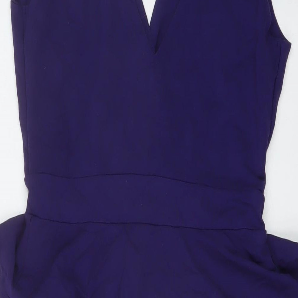 Warehouse Womens Purple Viscose Bodycon Size 12 V-Neck Pullover