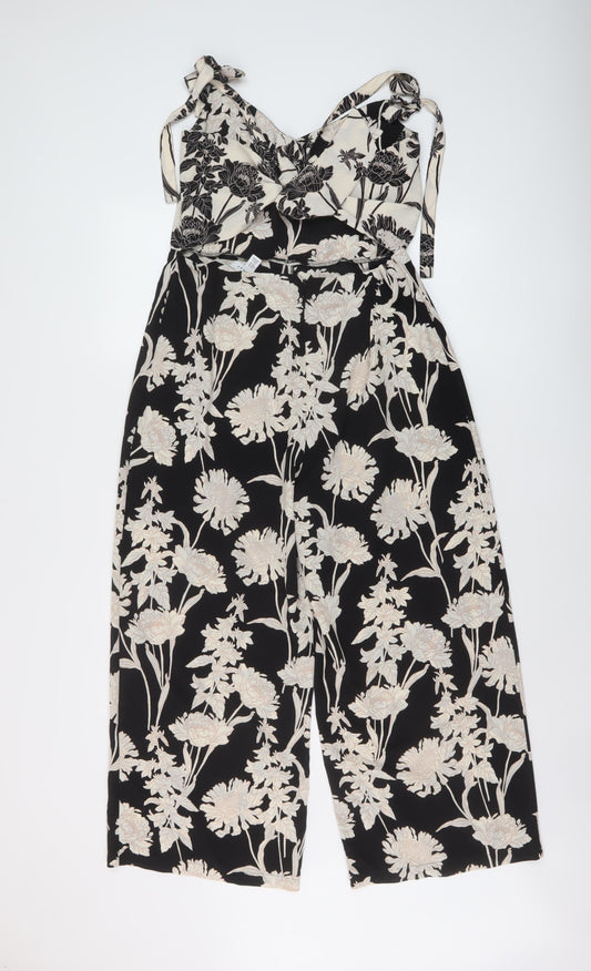 Topshop Womens Beige Geometric Polyester Jumpsuit One-Piece Size 14 Zip