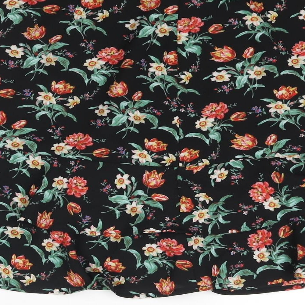 Oasis Womens Multicoloured Floral Polyester A-Line Skirt Size 8 Button - Frill