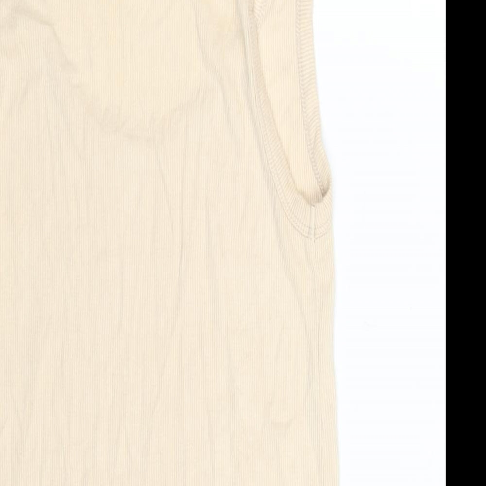 Womens UK Size 10 Topshop Beige Basic Tank