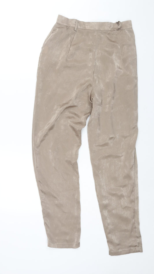 Missguided Womens Brown Polyester Trousers Size 10 L30 in Regular Zip