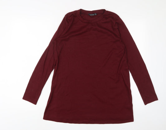 Womens UK Size 10 Boohoo Red Tunic T-Shirt