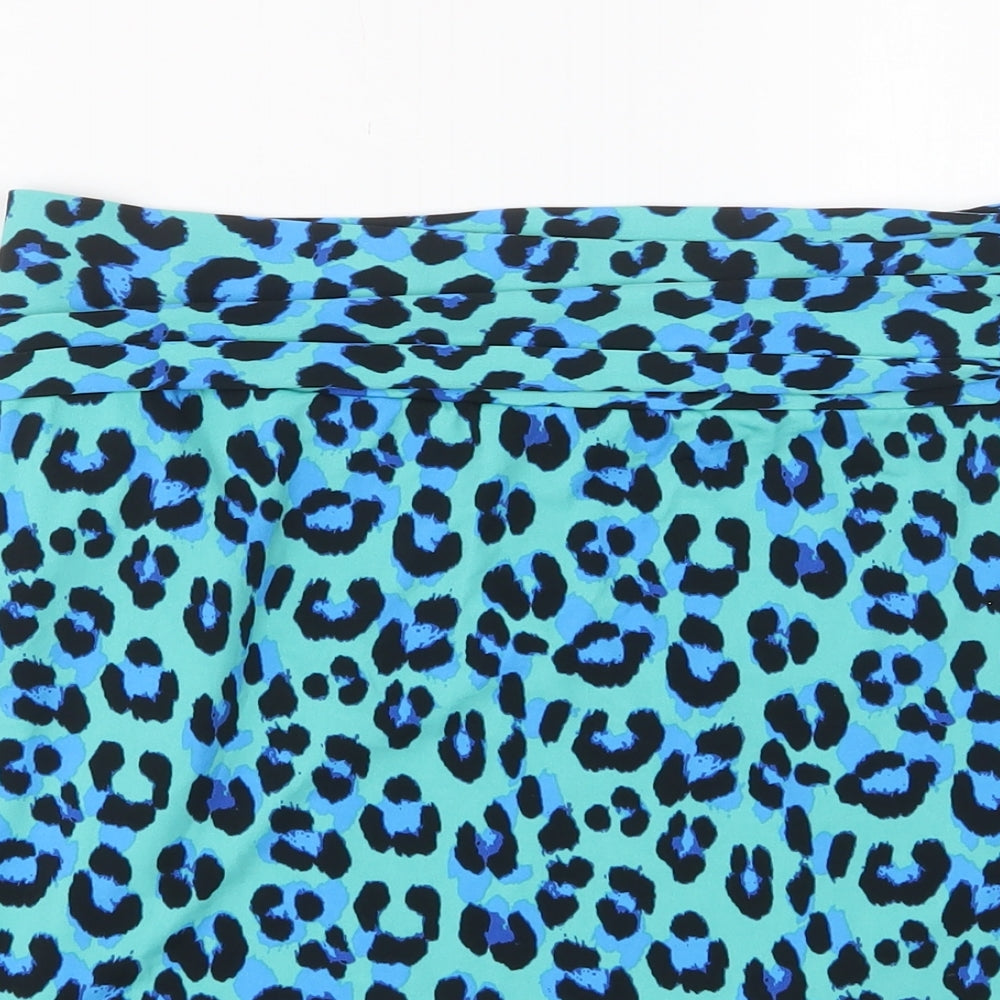 Bobeau Womens Blue Animal Print Polyester Wrap Skirt Size 18 Tie