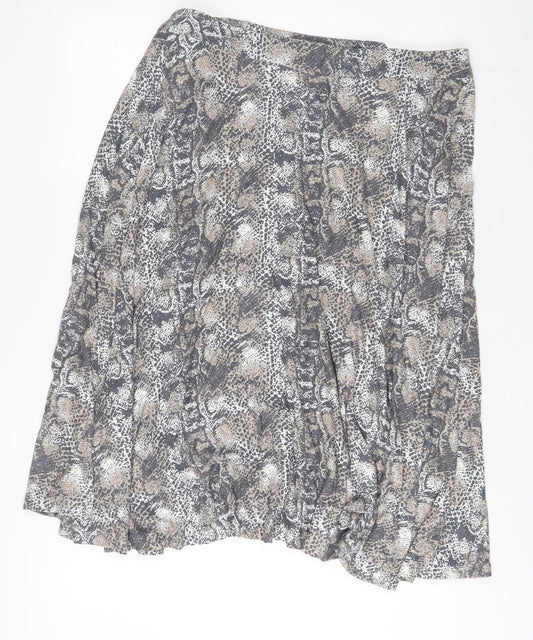 NEXT Womens Grey Animal Print Viscose Wrap Skirt Size 16 - Belted