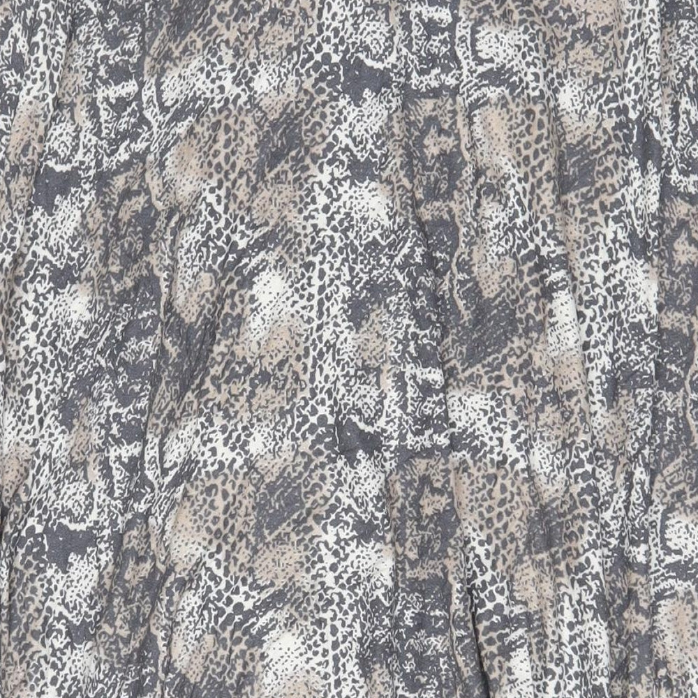 NEXT Womens Grey Animal Print Viscose Wrap Skirt Size 16 - Belted