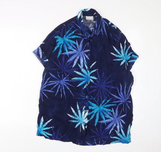 Womens UK Size 18 Nightingales Blue Basic Button-Up