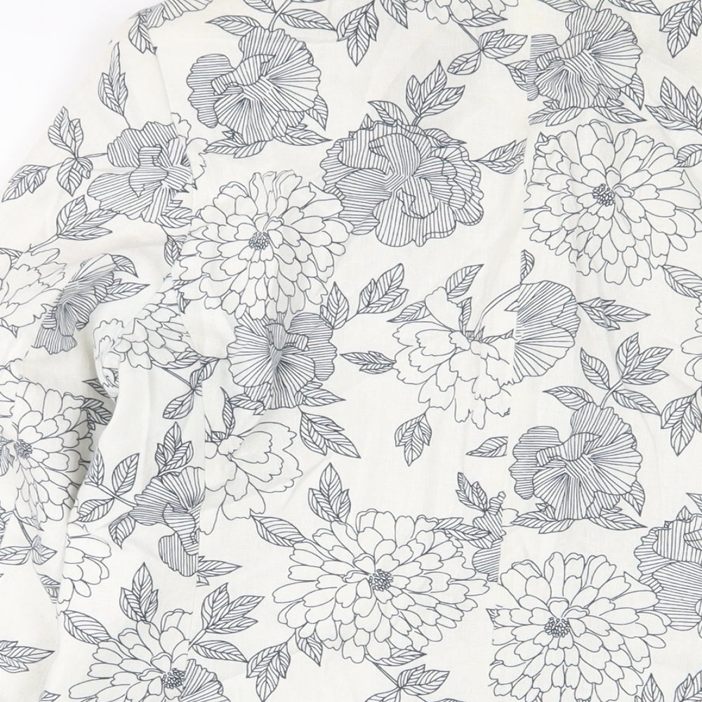 Classic Womens White Floral Jacket Size 12 Button