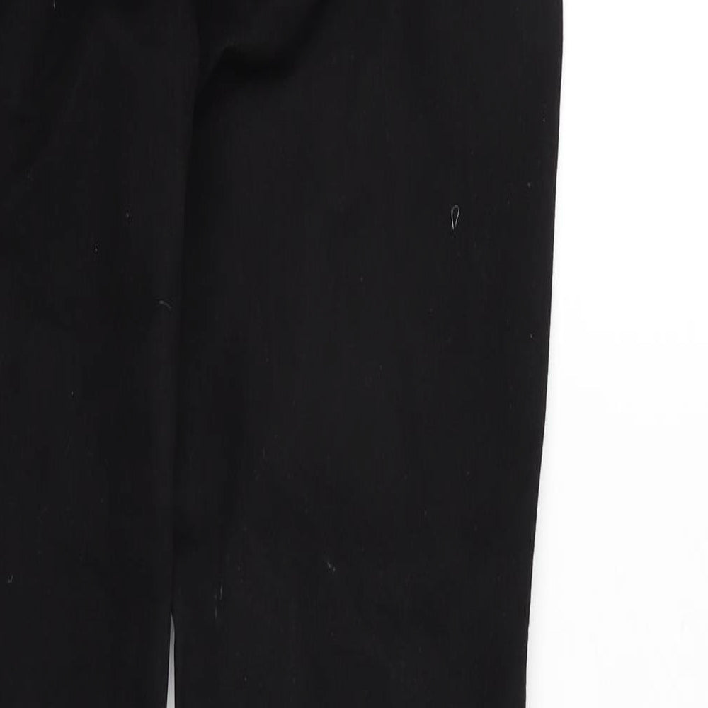 Monki Womens Black Cotton Blend Straight Jeans Size 31 in L30 in Slim Zip