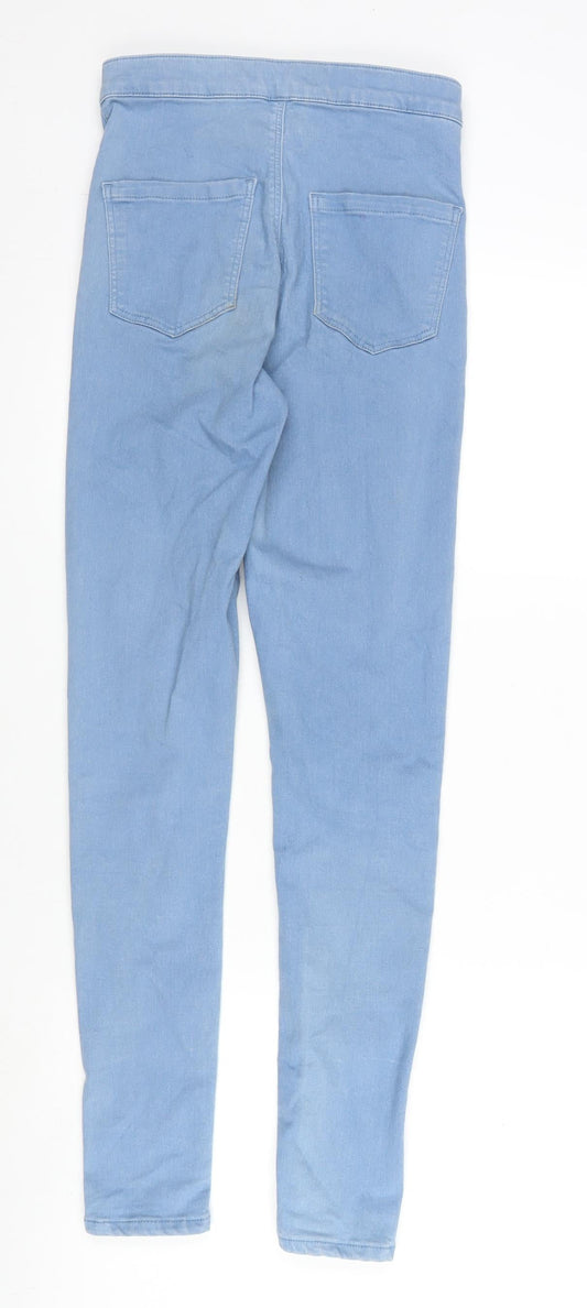 Topshop Womens Blue Cotton Blend Straight Jeans Size 28 in L32 in Regular Zip
