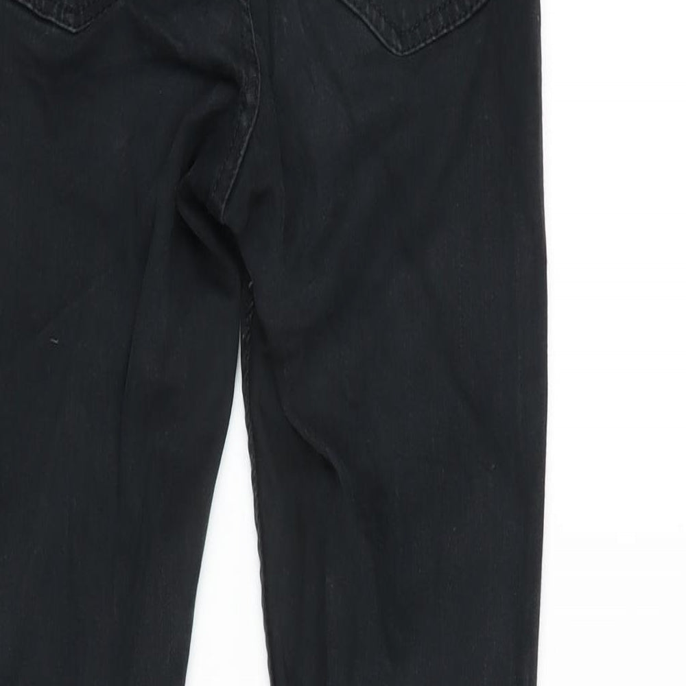 Topshop Womens Black Cotton Blend Straight Jeans Size 25 in L30 in Regular Zip
