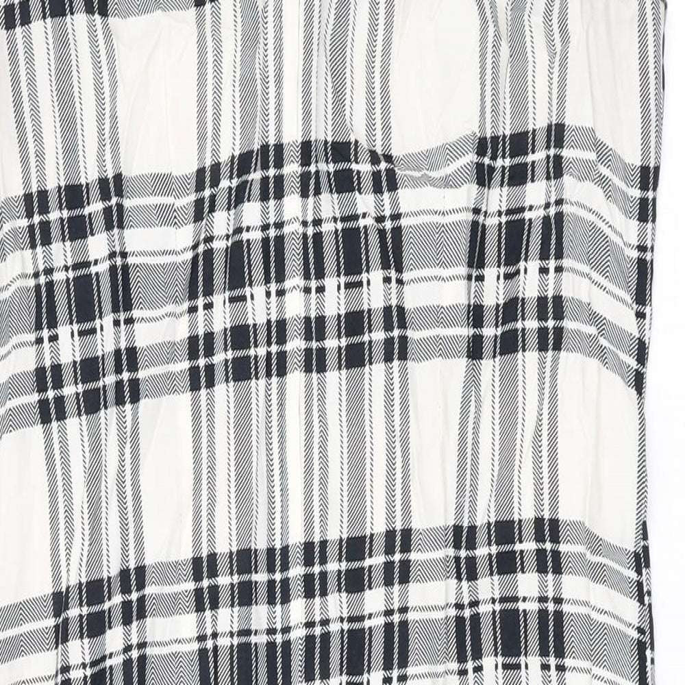 Dorothy Perkins Womens Ivory Plaid Polyester Tank Dress Size 12 Scoop Neck Pullover