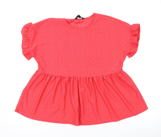 Womens UK Size 10 New Look Pink Basic T-Shirt