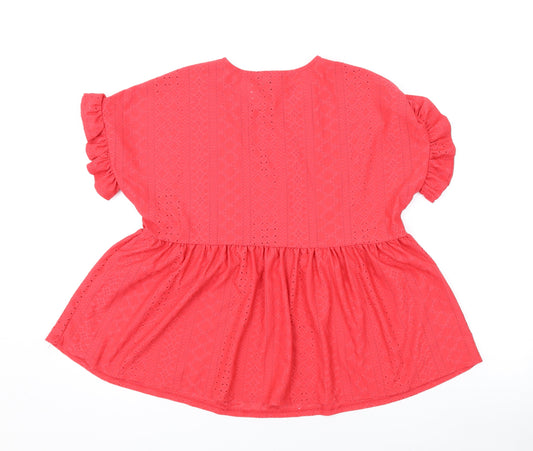 Womens UK Size 10 New Look Pink Basic T-Shirt