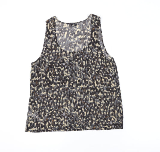 Topshop Womens Brown Geometric Polyester Basic Tank Size 12 Scoop Neck