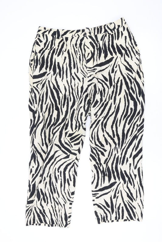 Womens UK Size 14 Mango Regular Fit Beige Trousers