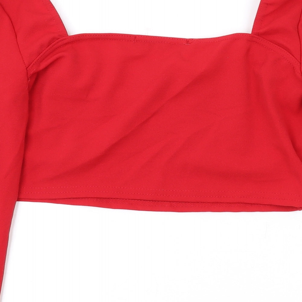 Womens UK Size 12 Edge Street Red Cropped Blouse