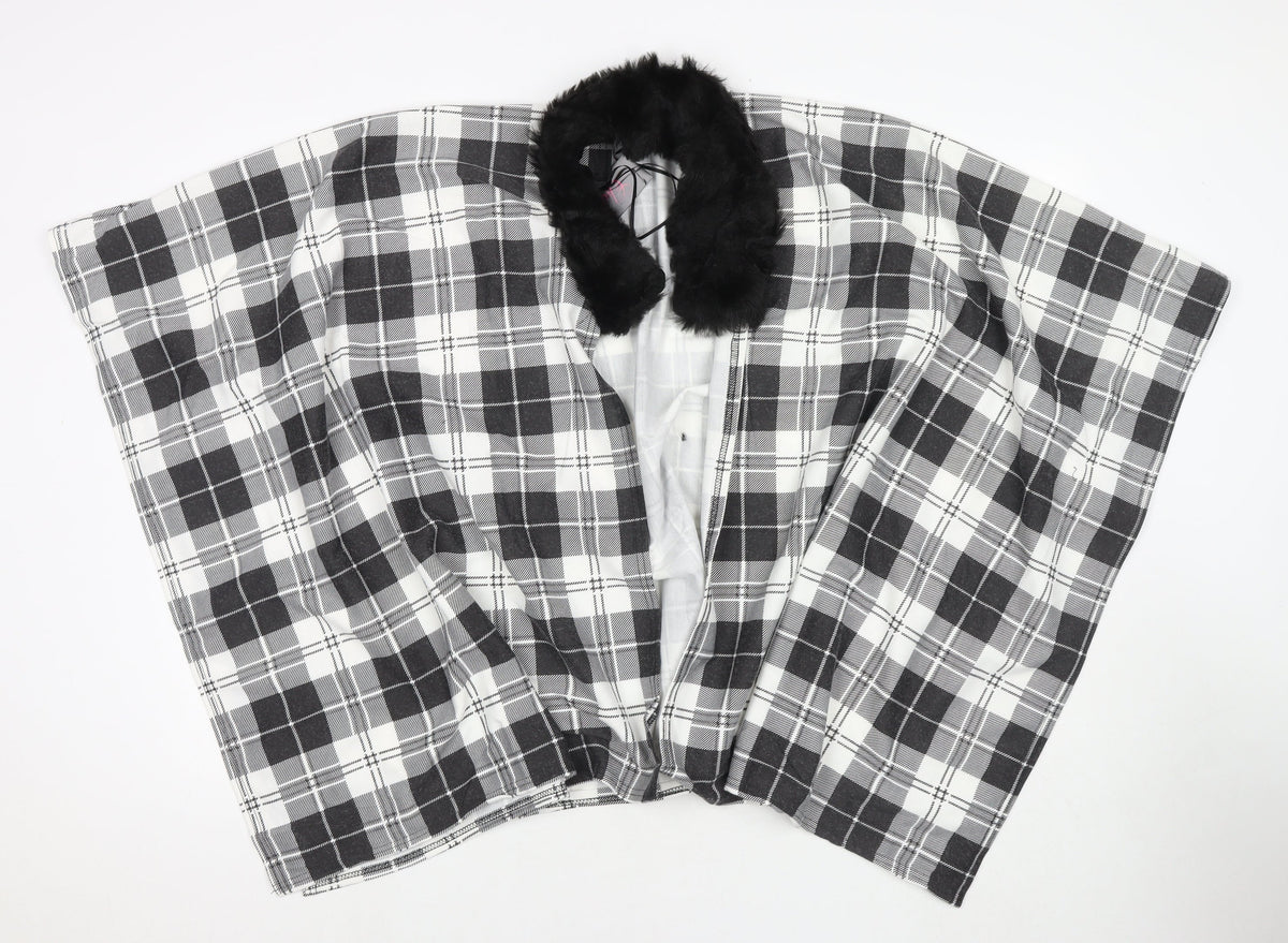 Charmine Womens Black Check Polyester Shawl/Wrap - Collared